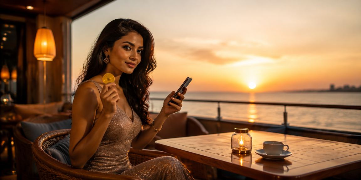 Lady enjoying live casino games on mobile in Chennai